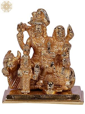 4'' Small Shiva Family Square Base | Gold-Plated Brass