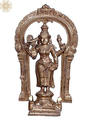 Goddess Meenakshi With Arch | Brass Statue
