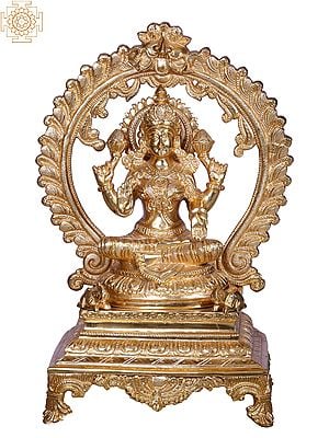 Goddess Lakshmi Seated Chowki With Elephant | Brass