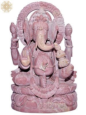 Ganesha Seated In Lotus | Stone Statue
