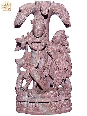 Shri Krishna Play Flute With Radha | Stone Statue