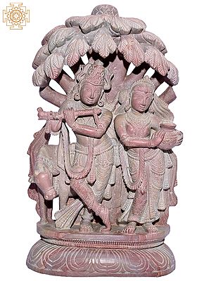 Lord Krishna Play Flute With Radha Dancing | Stone Statue
