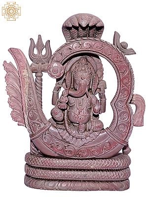 Ganesh With Om, Sheshnag Throne | Stone Statue