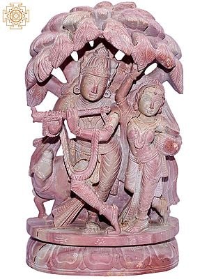Shri Krishna Radha Dancing In Forest | Stone Statue