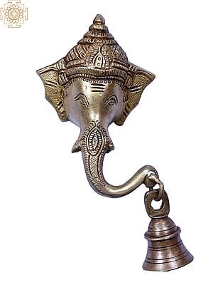 6'' Brass Ganesha Head with a Bell