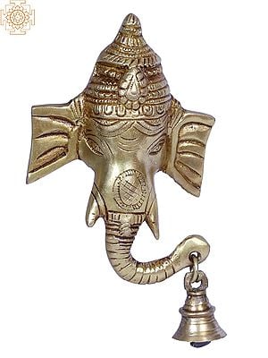 8'' Ganesha Bell | Brass Wall Hanging Mask