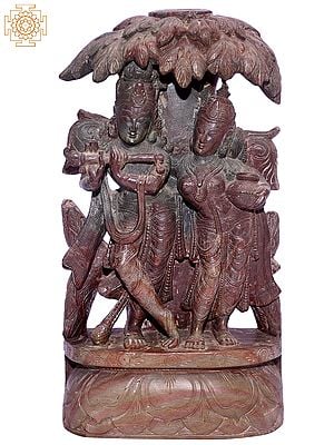 12" Hindu God Krishna With Goddess Radha | Orissa Stone
