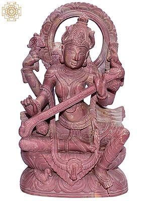 12" Hindu Goddess Saraswati | Orissa Stone