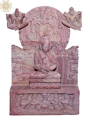 12" Buddhist Deity Gautama Buddha in Dharmachakra Mudra | Orissa Stone