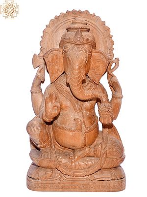 12" Hindu God Ganesha Idol | Sculpted from Sacred Wood of Odisha