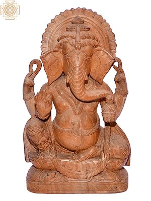 12" God Vinayaka Wooden Sculpture | Carved from Wood of Odisha