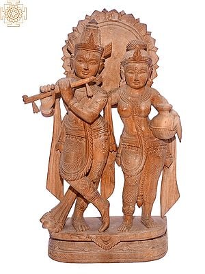12" Radha Krishna Playing Flute | Orissa Wood