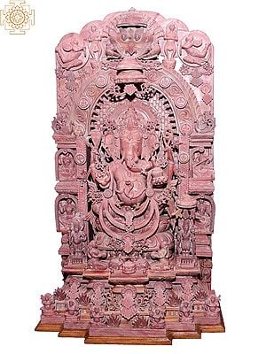 36" Superfine Ornamented Ganesha Seated On Throne