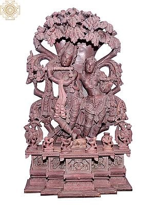 25" Superfine Lord Krishna With Radha Standing On Throne
