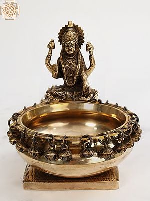 7" Goddess Lakshmi With Urli | Brass