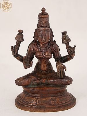 3" Lakshmi Idol Seated on Oval Base | Bronze Statue