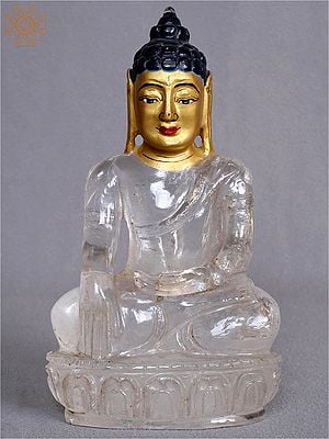 6" Crystal Bhumisparsha Buddha Idol from Nepal | Gemstone Buddha Statue