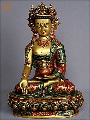 6" Ratnasambhava Buddha Copper Statue | Copper Idol with Gold Plated