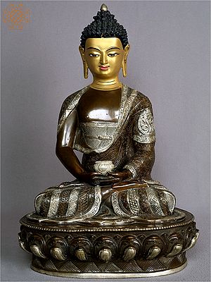 13" Amitabha Buddha Idol | Gilded Copper Statue from Nepal