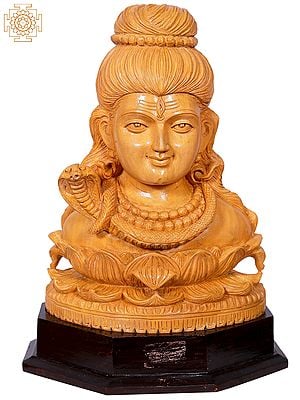 13" Lord Shiva Head With Snake | Wooden Statue