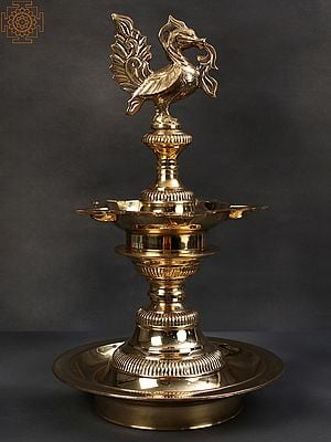Peacock Oil Lamp Stand | Brass