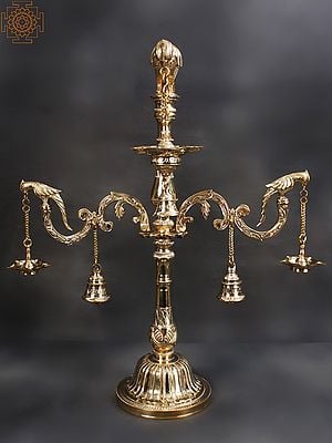 30" Large Superfine Parrot Lamp With Bells | Bronze