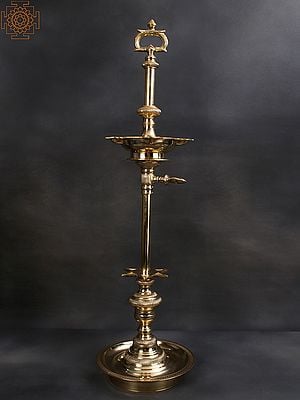 38" Large Ritual Pooja Lamp (Kuthu Vilakku) | Bronze