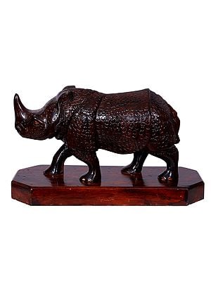 6" Rhinoceros Wooden Statue