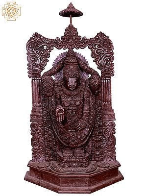 45" Large Wooden Tirupati Balaji (Venkateshvara) Statue