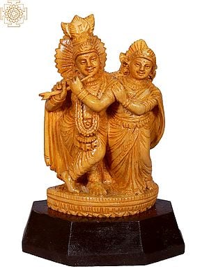 Standing Radha Krishna Wooden Statue