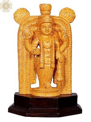 God Guruvayurappan With Arch | Wooden Statue