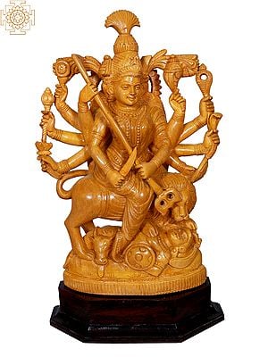 Chamundi Devi Kill Demon | Wooden Statue