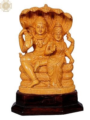 Siva Parvati Seated Snake Throne | Wooden Statue