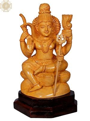 Shiva Sitting With Trishul | Wooden Statue