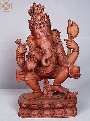 16" Lord Ganapati Dancing on Pedestal from Nepal