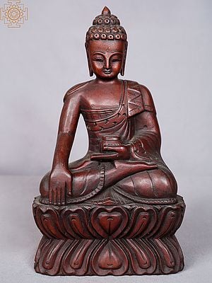 10" Shakyamuni Buddha Seated on Pedestal from Nepal