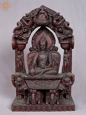 15'' Medicine Buddha Sitting On Throne | Nepalese Handicrafts