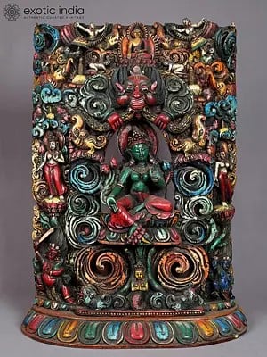 24'' Traditional Colours Green Tara With Multiple Nepalese God | Nepalese Handicrafts