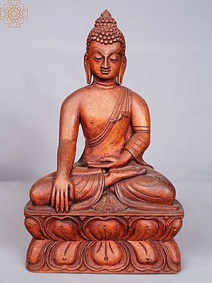 11" Shakyamuni Buddha Seated On Pedestal From Nepal