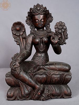 10" Tibetan Buddhist Deity Goddess Green Tara from Nepal