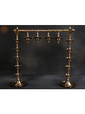 19" Dual-Stand Multiple Wicks Lamp | Brass