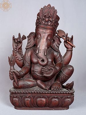 16" Sitting Four Armed Ganesha from Nepal