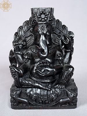 6" Black Color Sitting Lord Ganesha from Nepal