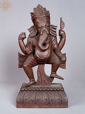 16" Four Hands Dancing Lord Ganesha from Nepal