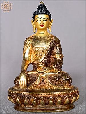6" Tibetan Buddhist Deity Gold Shakyamuni Buddha