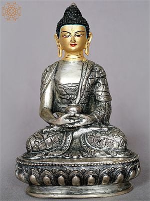 6" Buddhist Deity Silver Amitabh Buddha