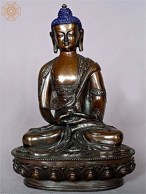 8" Tibetan Buddhist Deity Amitabh Buddha Seated On Pedestal