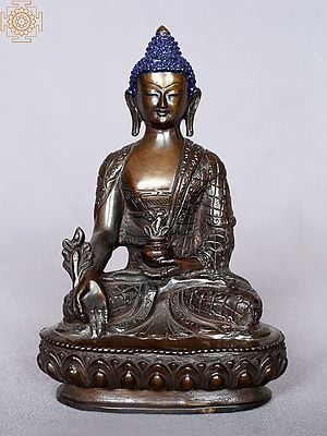 6" Medicine Buddha Idol from Nepal | Nepalese Copper Statue