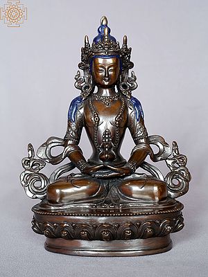 9" Aparmita Buddha Copper Statue from Nepal