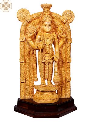 22" Guru Guruvayurappan standing on Arch | Wooden Statue